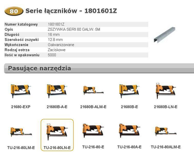 BOSTITCH ZSZYWKI 80 16mm   5 000 szt.