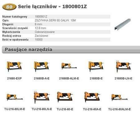 BOSTITCH ZSZYWKI 80  8mm  10 000 szt.