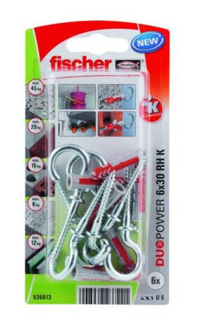 FISCHER KOŁEK DUOPOWER  6x30 Z HAKIEM OKRĄGŁYM /6szt.