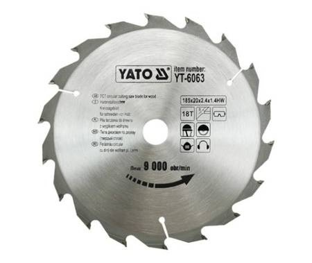 YATO PIŁA TARCZOWA WIDIOWA 185x20mm 18-ZĘBÓW 6063