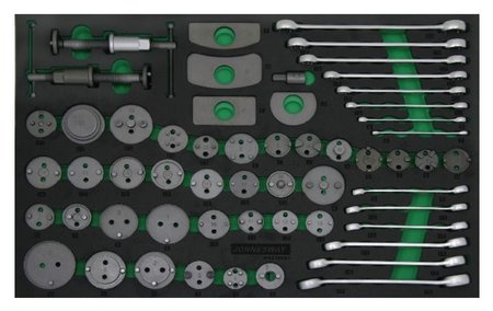 Zestaw 56  narzędzi do hamulców we wkładce EVA Jonnesway W62156SV
