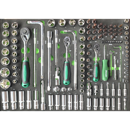 Zestaw kluczy nasadowych 127 szt. 1/4", 3/8", 1/2" z tacą CL106201 - CHANGLU TOOLS