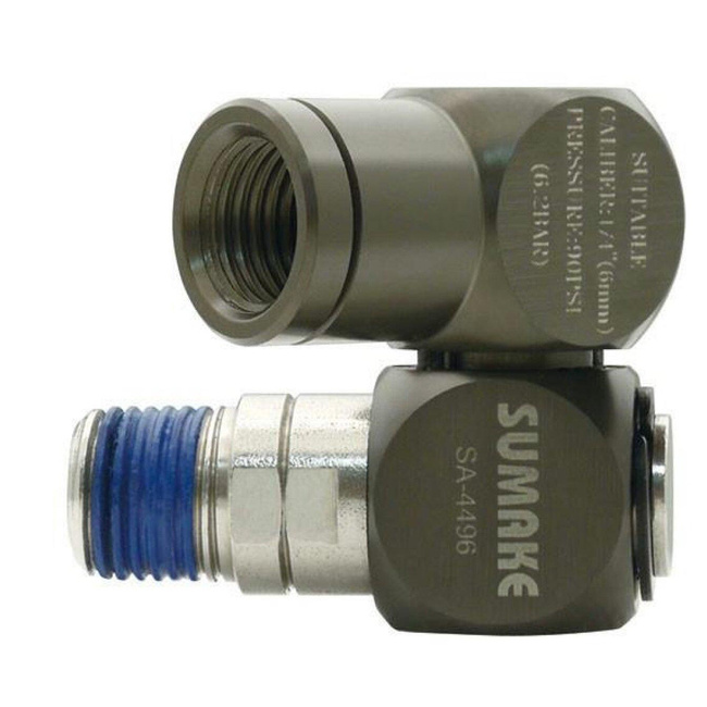 Uniwersalny złączka 1/4" (gwint zewnętrzny i wewnętrzny), obrotowa 360° CA403 - SUMAKE