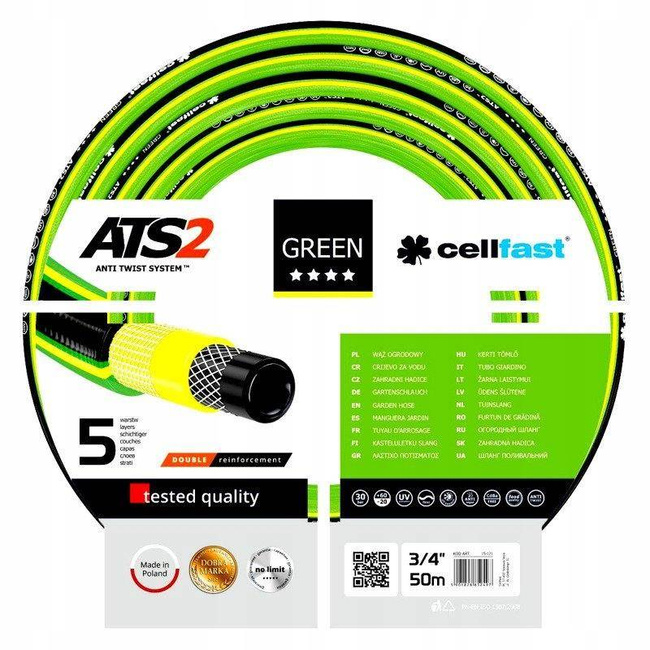 CELLFAST WĄŻ OGRODOWY GREEN ATS2 ROZMIAR: 3/4" DŁUGOŚĆ: 50m
