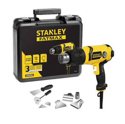 Zestaw elektronarzędzi Stanley FatMax: szlifierka kątowa 850W 125 mm + wyrzynarka 710W + opalarka elektryczna 2000W  + młotowiertarka SDS-Plus 750W
