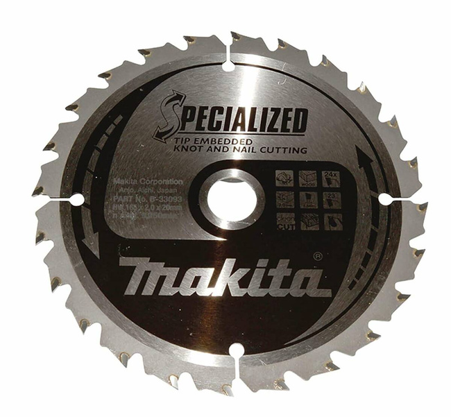 MAKITA PIŁA TARCZOWA  165x20x24z SPECJALIZED DREWNO (Z GWOŹDZIAMI I SĘKAMI)