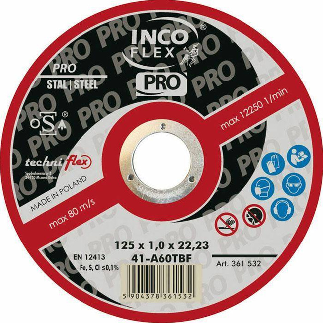 INCOFLEX TARCZA DO SZLIFOWANIA METALU  125 x 6,5 x 22,2mm