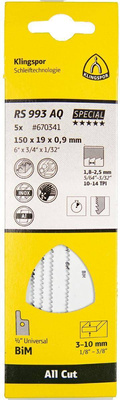 KLINGSPOR BRZESZCZOT DO PIŁY SZABLASTEJ 150x19x0,9mm RS 993 AQ /5szt.