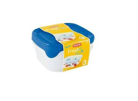 CURVER ZESTAW POJEMNIKÓW KWADRATOWYCH 
FRESH&GO 3X0,8L   /NIEBIESKI/ TRANSPARENTNY
