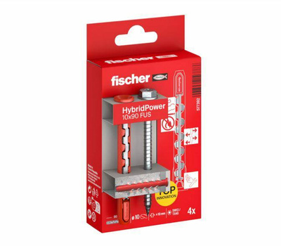 FISCHER KOŁEK HYBRIDPOWER 10x90 /4szt. BLISTER KLUCZ  OGNIOODPORNY