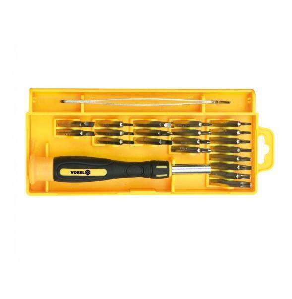 VOREL WKRĘTAKI PRECYZYJNE Z WYMIENNYMI GROTAMI kpl. 22szt.   64395