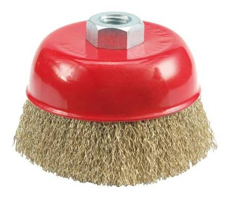 VOREL SZCZOTKA CZOŁOWA 75mm, DRUT KARBOWANY, GWINT,  06970