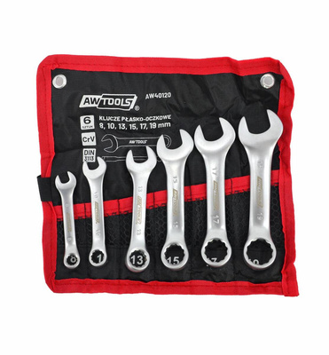 AWTOOLS KLUCZ PŁASKO-OCZKOWY KRÓTKI  KPL. 6szt. /8mm-19mm/ (8,10,13,15,17,19mm)