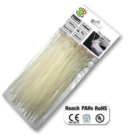 OPASKA PLASTIKOWA BIAŁA  3,6 x 280mm 100szt.