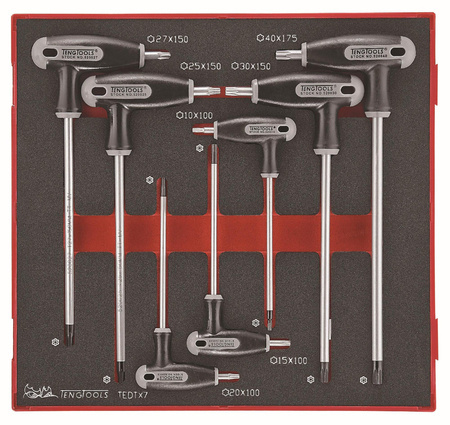 Zestaw 7 kluczy typu TX/TPX z rękojeścią poprzeczną Teng Tools TEDTX7 238370100