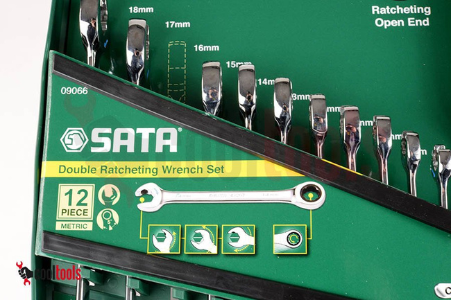 Zestaw kluczy płasko-oczkowych  SATA z podwójną grzechotką GearWrench 12 szt. SATA 09066