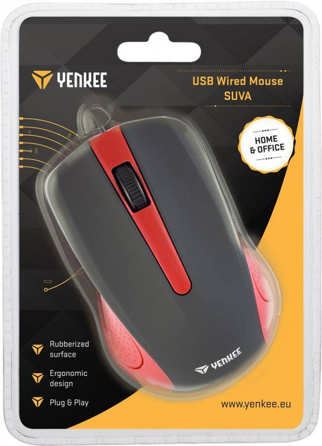 YMS 1015RD Suva Mysz USB Czerwona YENKEE