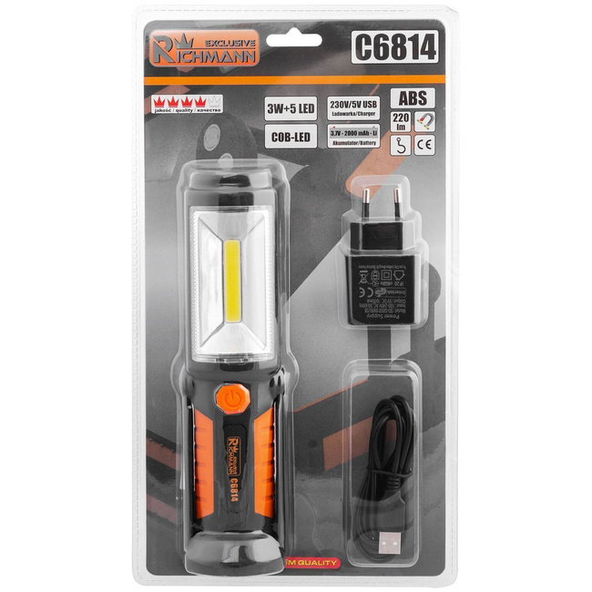 Lampa warsztatowa 3W + 5 LED na uchylnej manetycznej podstawie Corona Exclusive C6814