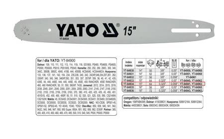 YATO PROWADNICA 38cm/64/325"/1,5