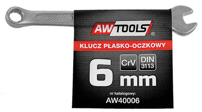 AWTOOLS KLUCZ PŁASKO-OCZKOWY CrV DIN3113 ROZMIAR: 6 (MM)