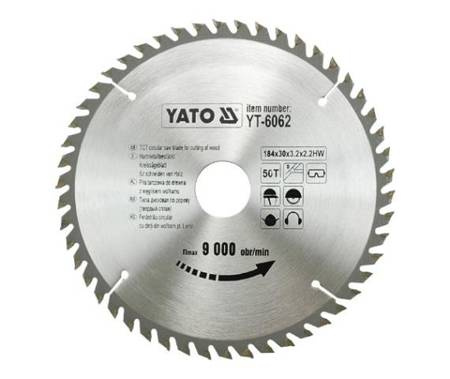 YATO PIŁA TARCZOWA WIDIOWA 184x30mm 50-ZĘBÓW 6062