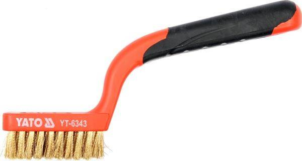 YATO SZCZOTKA DRUCIANA 3-RZĘDOWA 180mm, PLASTIKOWA RĄCZKĄ, DRUT MOSIĘŻNY  6343