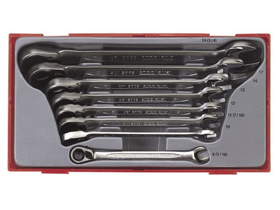 Zestaw kluczy płasko-oczkowych zapadkowych z przełącznikiem kierunku 8 szt. TengTools TT6508R (109730101)