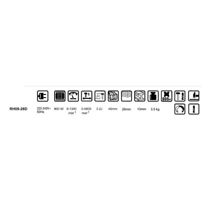 Młotowiertarka elektryczna 900W z uchwytem SDS z akcesoriami BMC RH0926D - WORCRAFT
