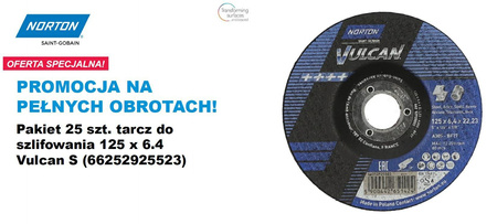 NORTON TARCZA DO SZLIFOWANIA VULCAN 125mm x 6,4mm A30S DO METALU  /25szt.