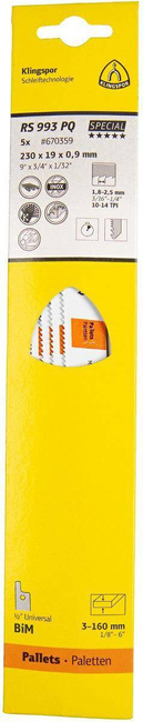 KLINGSPOR BRZESZCZOT DO PIŁY SZABLASTEJ 230x19x0,9mm RS 993 PQ /5szt.