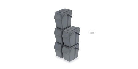PROSPERPLAST KOSZE DO SEGRGACJI ŚMIECI KAMIENNY SZARY  5x25L SORTIBOX