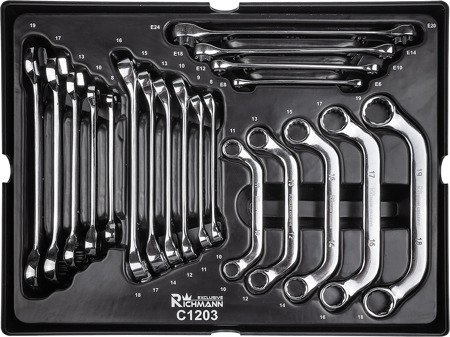 Zestaw kluczy płasko oczkowych z grzechotką, oczkowych TORX, kluczy do przewodów hamulcowyc, kluczy typu "C" Corona Exclusive C1203