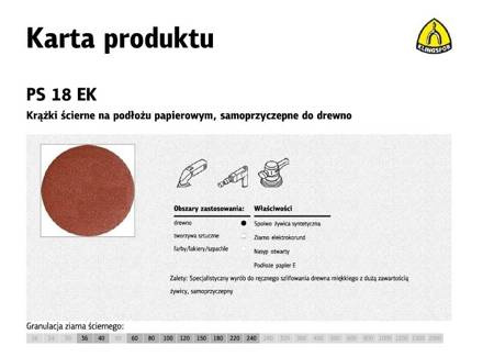 KLINGSPOR KRĄŻEK ŚCIERNY SAMOPRZYCZEPNY 150mm  PS18EK gr.120 /50szt.