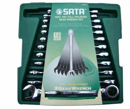 Zestaw kluczy płasko-oczkowych z grzechotką 8-19 mm 12 szt. SATA 09040