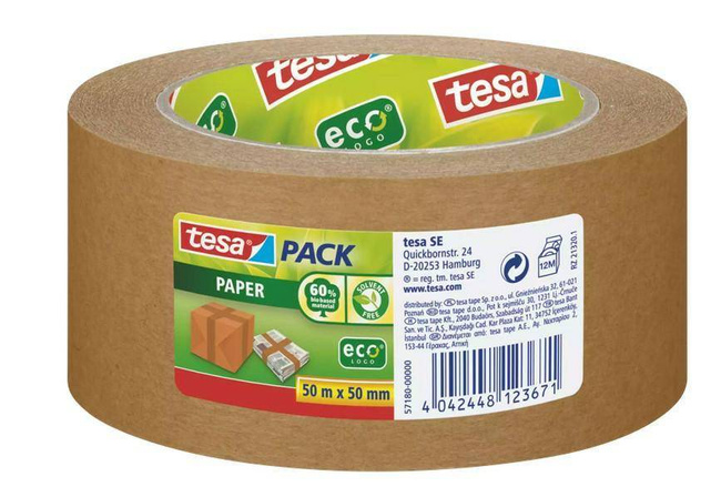 TESA TAŚMA PAKOWA PAPIEROWA 50mx50mm BRĄZOWA