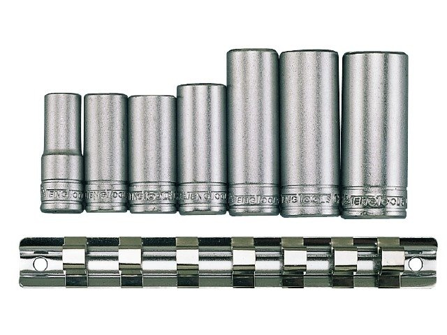 Zestaw nasadek z chwytem 3/8" na listwie - długie  TENGTOOLS M3807 (73160103)