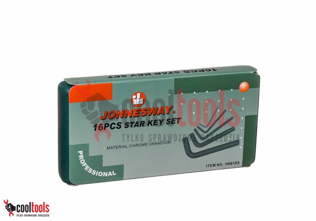 Jonnesway Komplet 16 kluczy kątowych trzpieniowiych "L" TORX H0816S