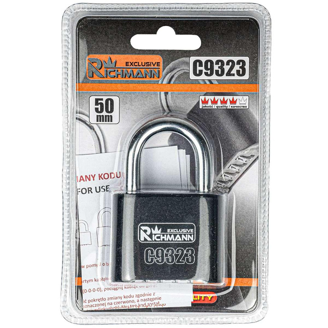 KŁÓDKA NA SZYFR CZARNA 50MM RICHMANN EXCLUSIVE C9323