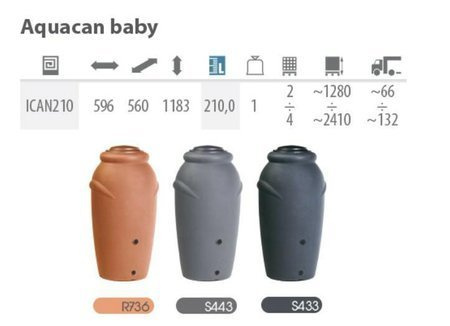 PROSPERPLAST POJEMNIK NA DESZCZÓWKĘ ANTRACYT AQUACAN BABY 210L