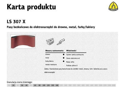 KLINGSPOR PASY BEZKOŃCOWE DO ELEKTRONARZĘDZI LS307X  75mm x 533mm gr. 40 /10szt.