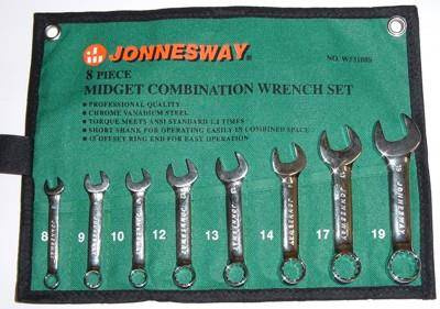 JONNESWAY KLUCZE PŁASKO-OCZKOWE KRÓTKIE 8szt.W53108S