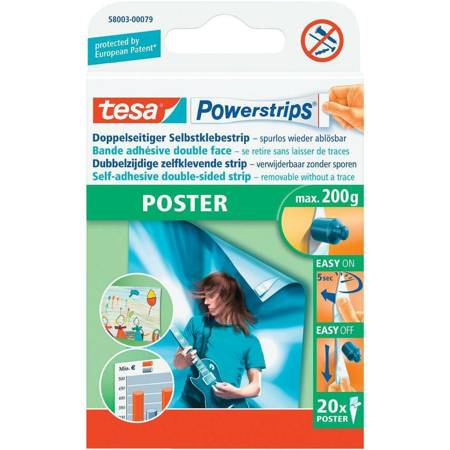TESA PLASTRY SAMOPRZYLEPNE 20szt. 0,2KG POWERTSRIPS POSTER