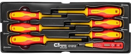 Zestaw wkrętaków izolowanych oraz próbnik napięcia 7 szt. Corona / Richmann Exclusive C1212