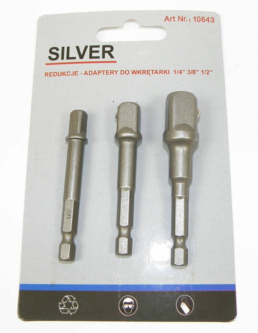 SILVER KOMPLET ADAPTERÓW / UCHWYTÓW DO NASADEK 3szt. 1/2-3/8-1/4"