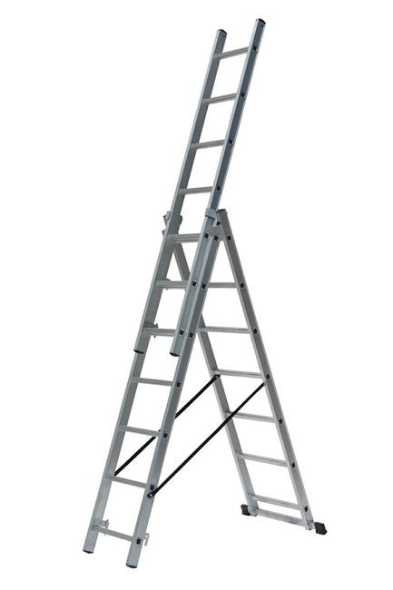 AWTOOLS DRABINA ALUMINIOWA   3x8 STOPNI 150KG ADAPATACJA NA SCHODY
