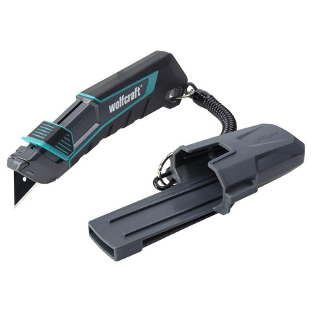 WOLFCRAFT NÓŻ Z FUTERAŁEM OSTRZE TRAPEZOWE "PRO SAFETY"