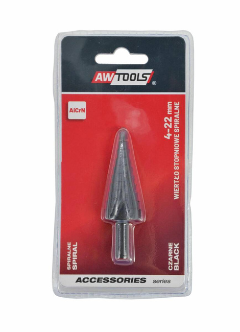 AW WIERTŁO STOPNIOWE SPIRALNE/ 4-22mm/ AICrN/ CZARNE