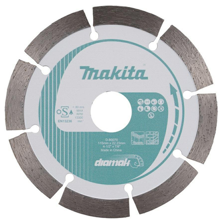 MAKITA TARCZA DIAMENTOWA 115x22,23mm SEGMENT (NA SUCHO) BETON, CEGŁA, MARMUR