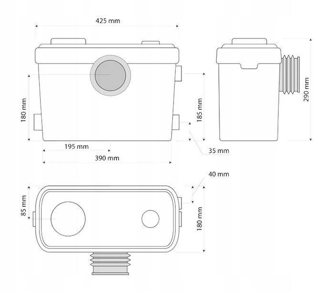 TH.FALA POMPA WC 600W Z NOŻAMI TNĄCYMI
