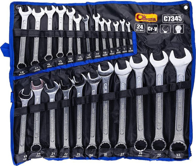 Klucze płasko-oczkowe 6-32 mm 24 szt. w saszetce Corona / Richmann C7345